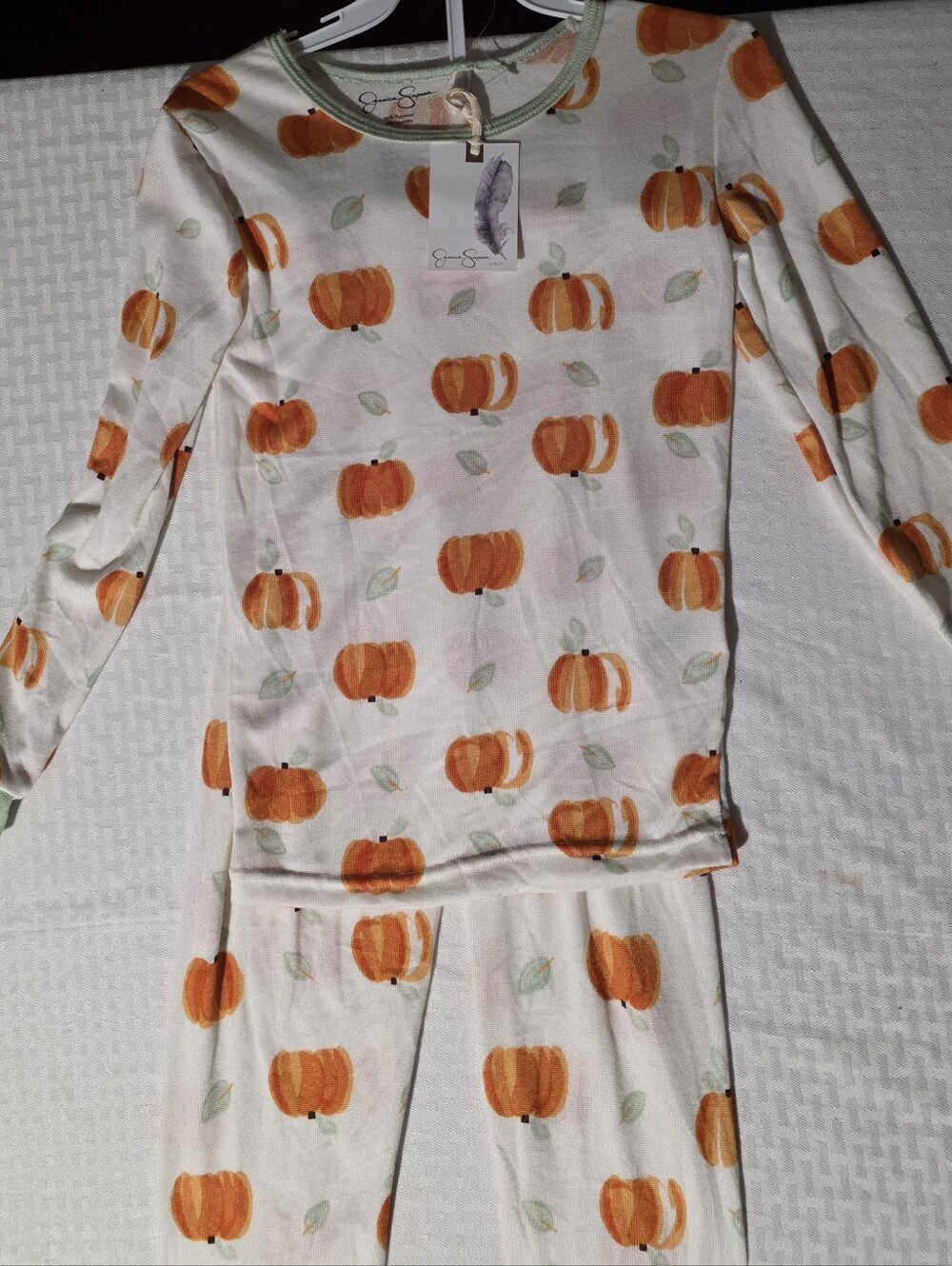 Jessica Simpson Orange Pumpkin Print Pajama Set